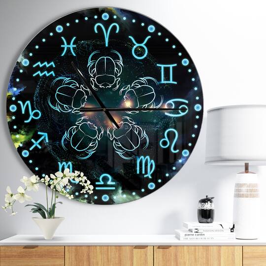 Designart 'Astrology With Scarabs Modern Wall Clock